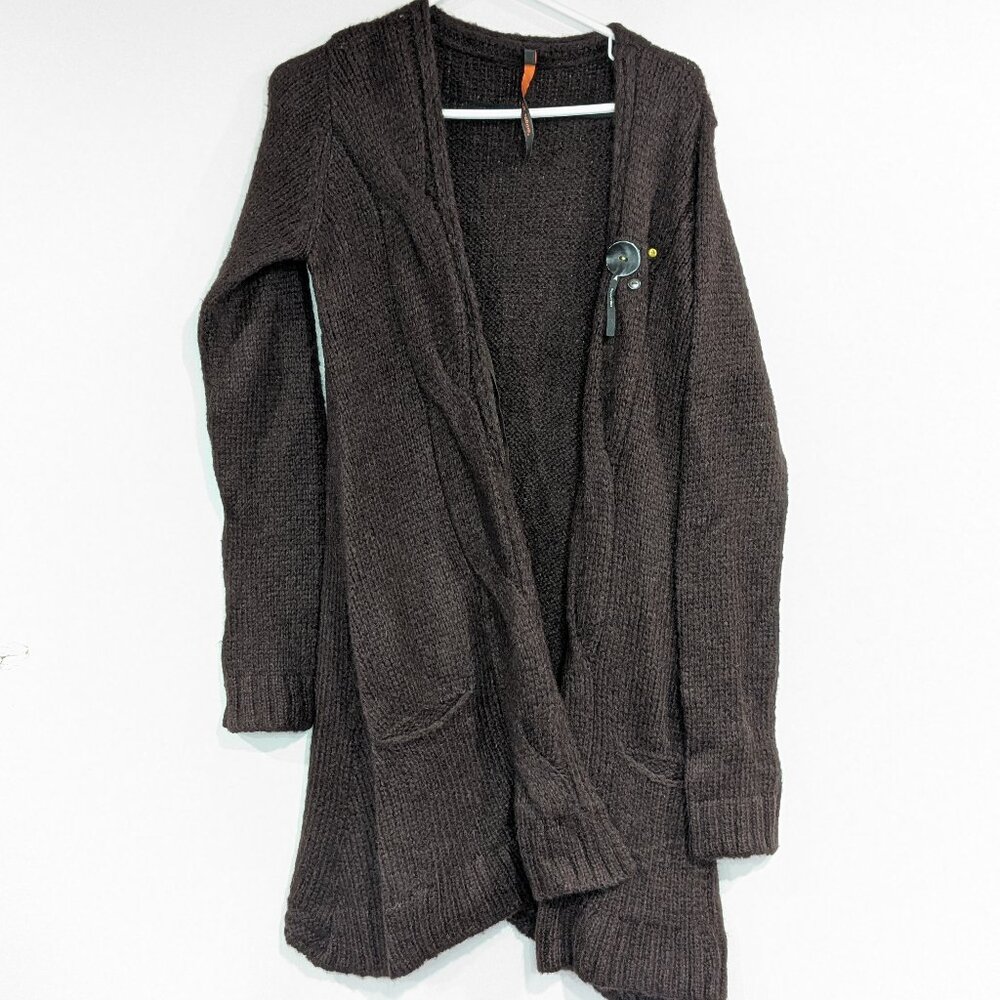 cop copine Cecily Chunky Knit Long Cardigan Brown Size 1 Size Small